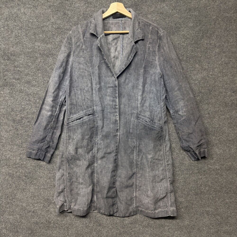 Peruvian Connection Linen Blazer Cardigan Womens 12 Gray Lightweight Jacket